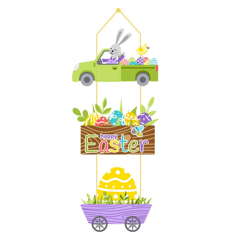 Easter Door Decoration Hanging Paper Easter Egg Rabbit Welcome Sign Ornament Happy Easter Door Hanger Pendant Easter Decoration