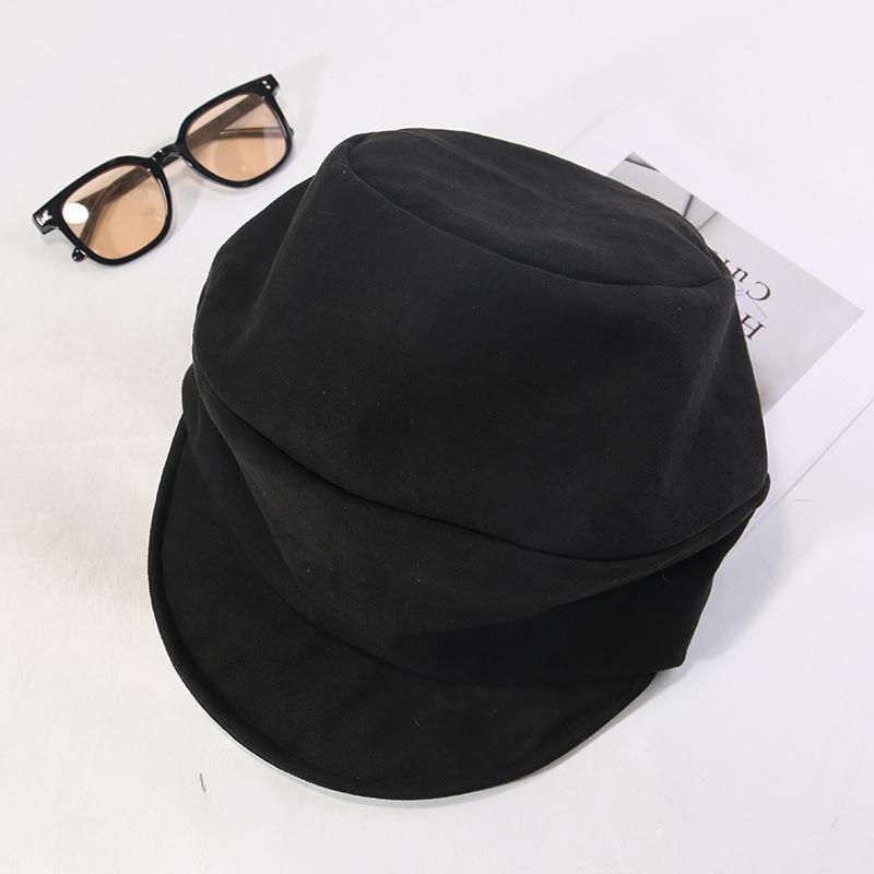 

Ретро замшевая шляпа женская новая большой окружности головы восьмиугольная шляпа весна и осень лицо маленькое берет утка клюв шляпа художника тренд M（56-60cm）