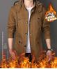 Men's Mid-Length Fleece-Lined Windbreaker: Warm Thick Cotton-Padded Hooded Jacket for Autumn & Winter