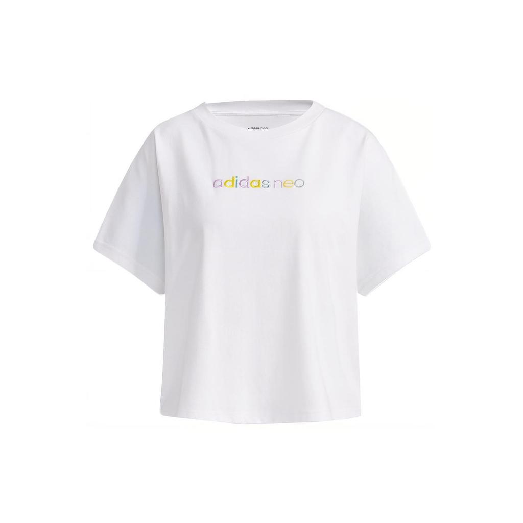 Adidas Neo Colorful Logo Comfortable Cropped Top Women Tops White GP5475