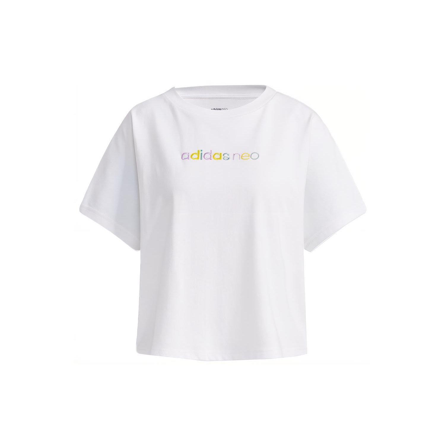 

Adidas Удобный укороченный топ Neo Colorful Logo для женщин, белый GP5475 L