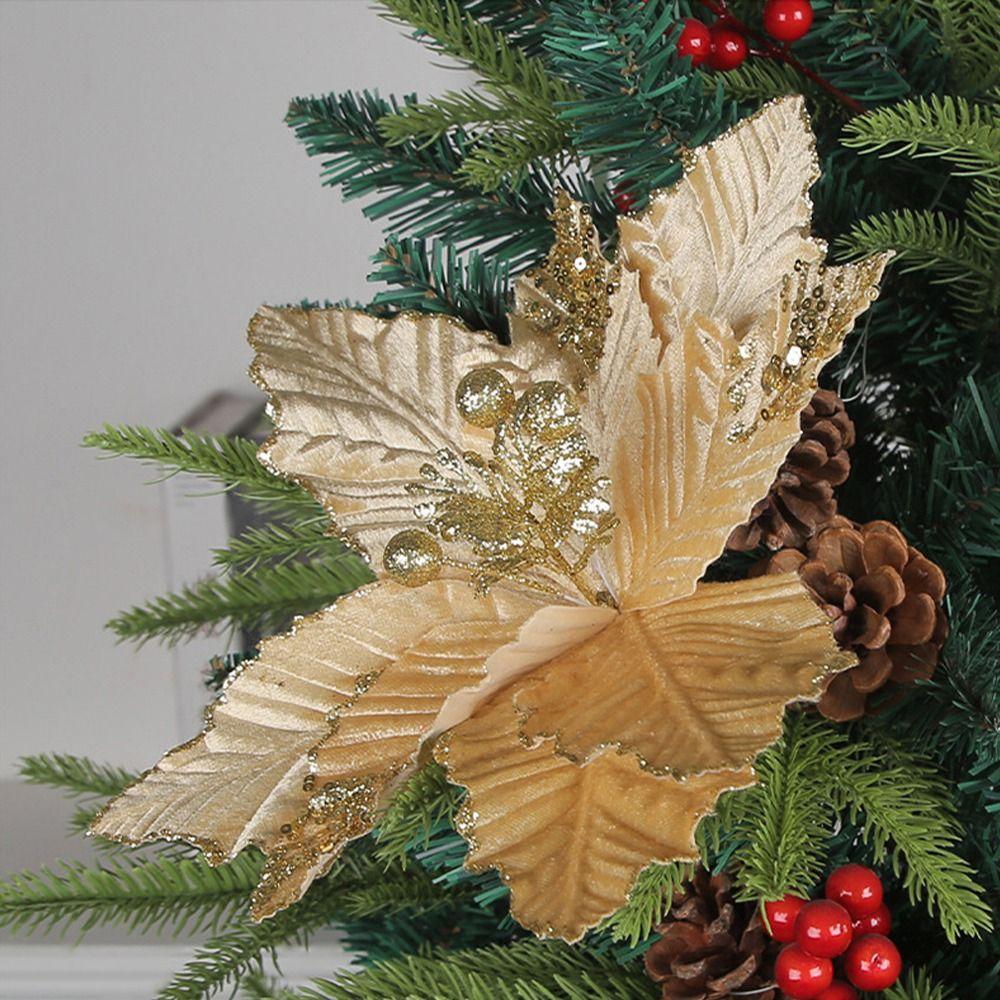 Large Christmas Glitter Flower Simulation Christmas Tree Decorations  Wedding Decor