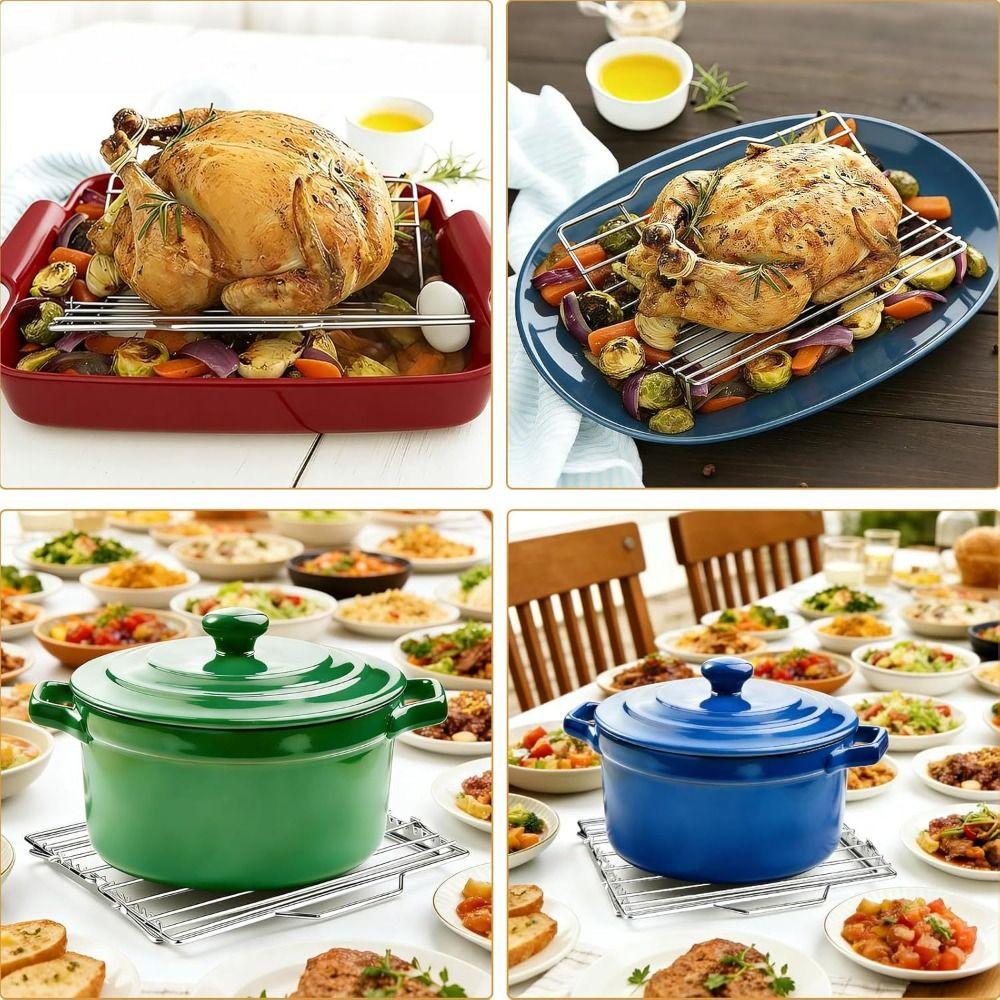 Adjustable Roasting Rack Non-Stick Turkey Chicken Rack Premium Foldable Oven Rack  Dishwasher