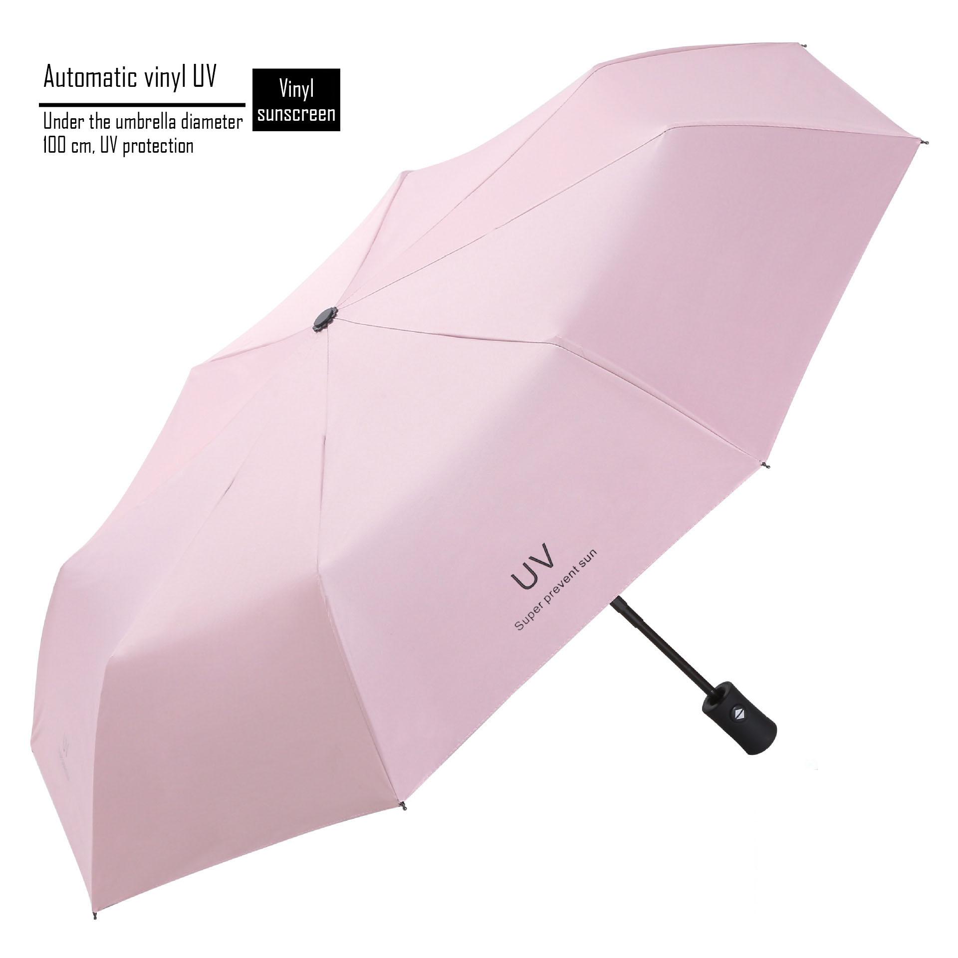 

Triple Fold UMBRELLA 8 Bone Automatic Plus Thick Vinyl Clear Inch Dual Purpose Wind Resistant Waterproof Light Firm Ladies рожевий
