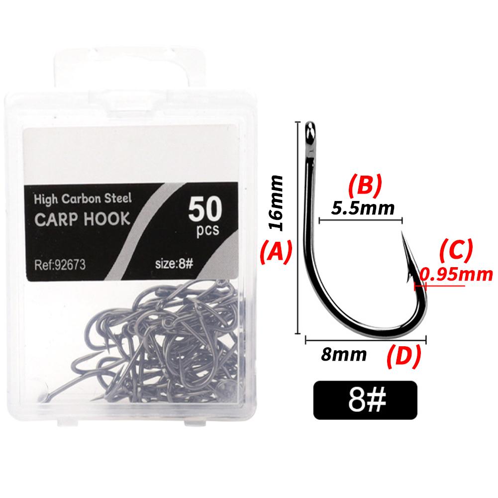 50pcs Fishing Hooks Beak Offset Circle Hook High Carbon Steel Barbed Long Shank Hooks With Box Package For CARP Saltwater Freshwater