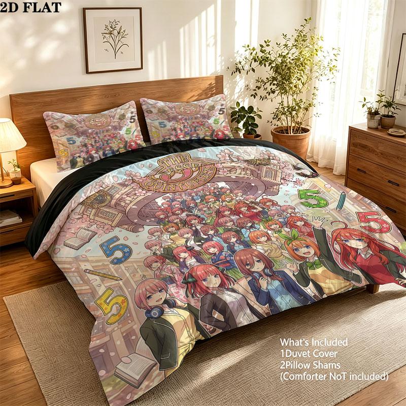 5Toubun Pattern Bedding Quilt Set Quilt Cover Pillowcase Home Birthday Gift(1 * duvet cover + 2 * pillowcase, without core)