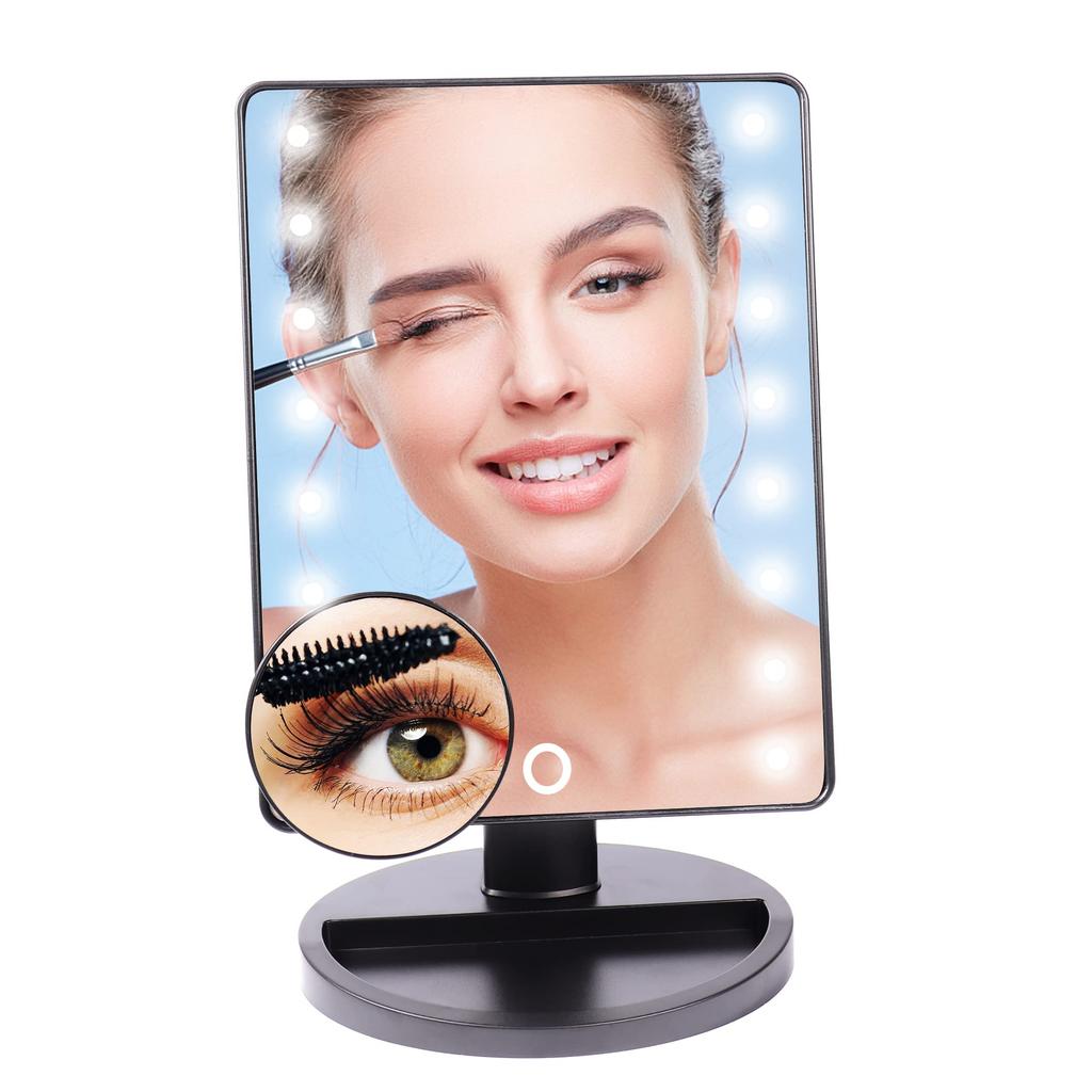 Makeup Tabletop Stand with 16 LED 10x Stepless Angle Battery for Makeup Mirror, Mirror, Mirror, Tabletop, Lights, Magnification, Dimming, 180°