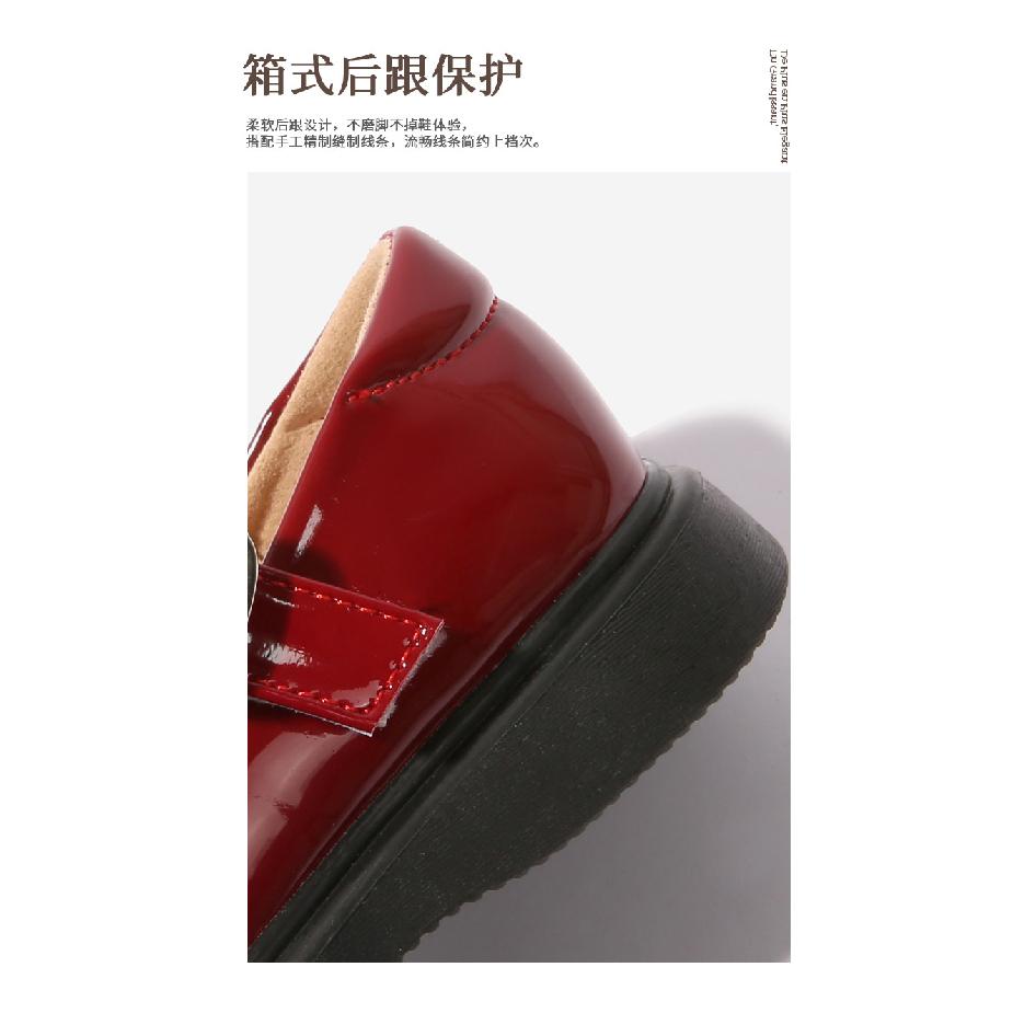 Mädchen Lederschuhe Schwarz College-Stil Kinder Einzelne Schuhe mit Klettverschluss Ballerinas Kleine Prinzessin Neue Slipper Studenten Schulsandalen