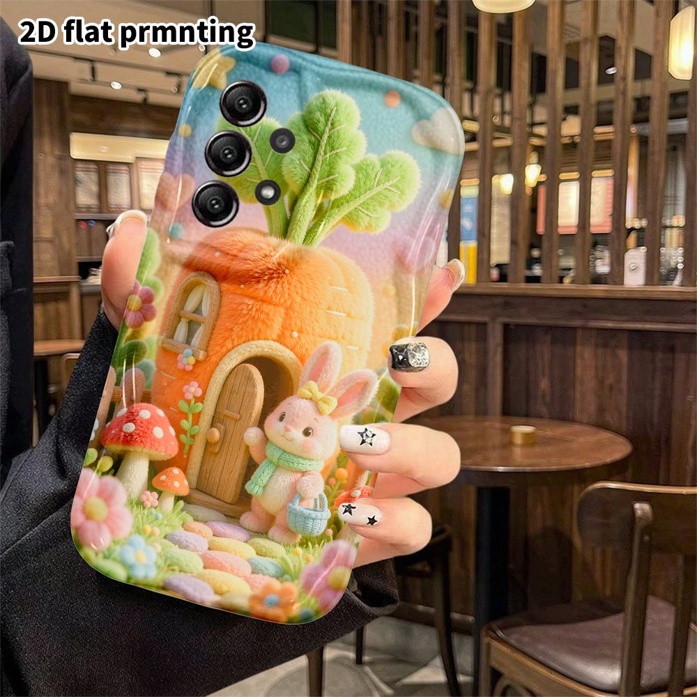 Phone Case: 2D flat, suitable for Samsung Galaxy A34 A35 M05 M06 S20 S22 S21 FE Plus 5G protective case, little house rabbit, perfect Christmas and Ha