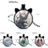 Modische Anime-inspirierte Katzenohren-Anhänger-Halskette für Demon Slayer-Fans