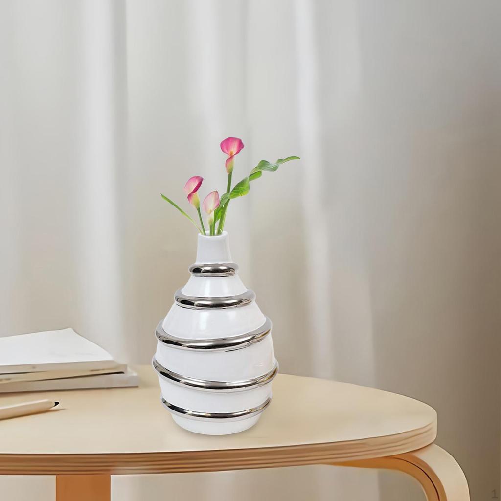 Flower Vase, Desktop Flowers Arrangement, Nordic Glossy Bud Vases Ornament for Bedroom Dining