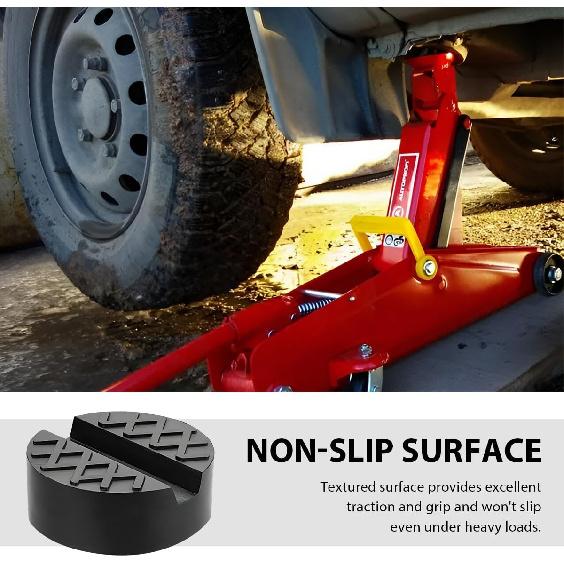 2 PCS Jack Pads, Trolley Floor Jack Disk Rubber Pad Extension for Pinch Weld Side, Universal Slotted Frame Rail Pinch Welds Protector for Floor