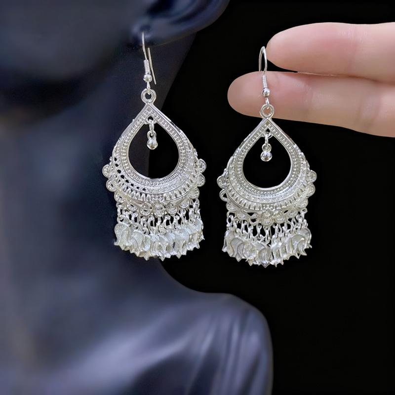 Ethnic style earrings Alloy silver-plated Miao ethnic minority Dong Yi earrings Earrings
