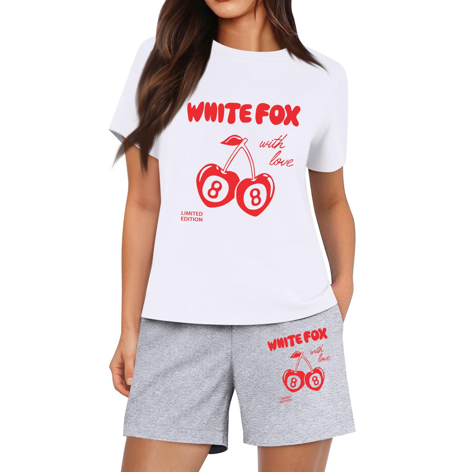 

Женские повседневные свободные футболки с принтом и шорты, комплект M белый