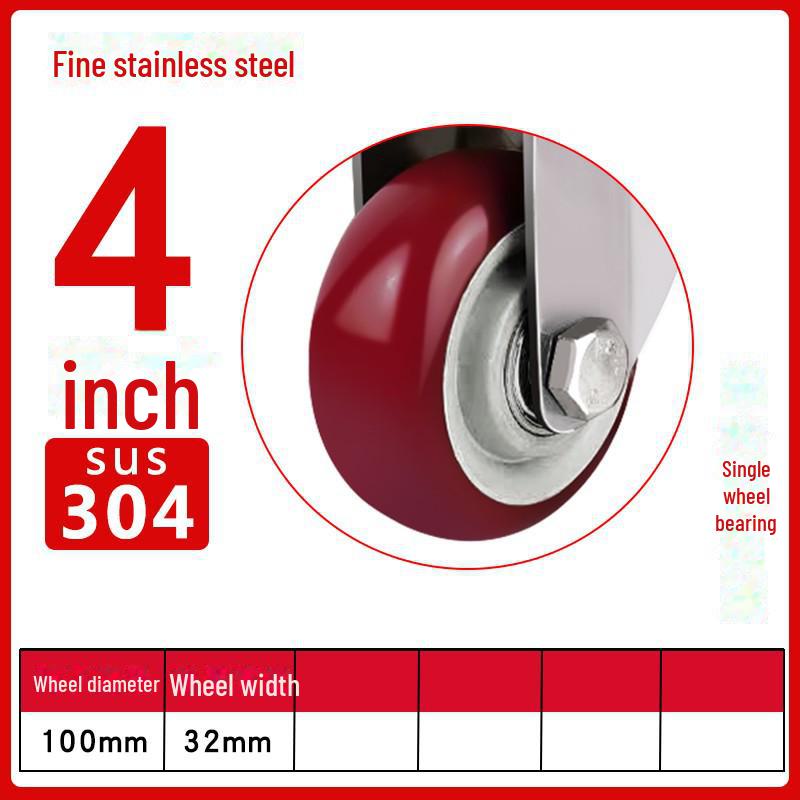 Medium 304 Stainless Steel Silent Caster Wheels with Brakes - Available In 3", 4", and 5" Sizes (Anti-Rust & Labor-Saving)