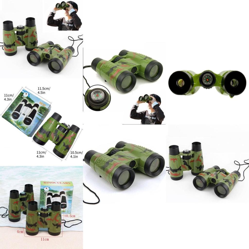 Foldable Kids Camouflage Binoculars With Compass For Outdoor Play