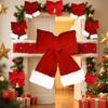 1PC Cotton Padded Bows Home Decor Flannel Christmas Velvet Bow Decoration Thanksgiving With White Fur Trim Holiday Decor 3 Sizes