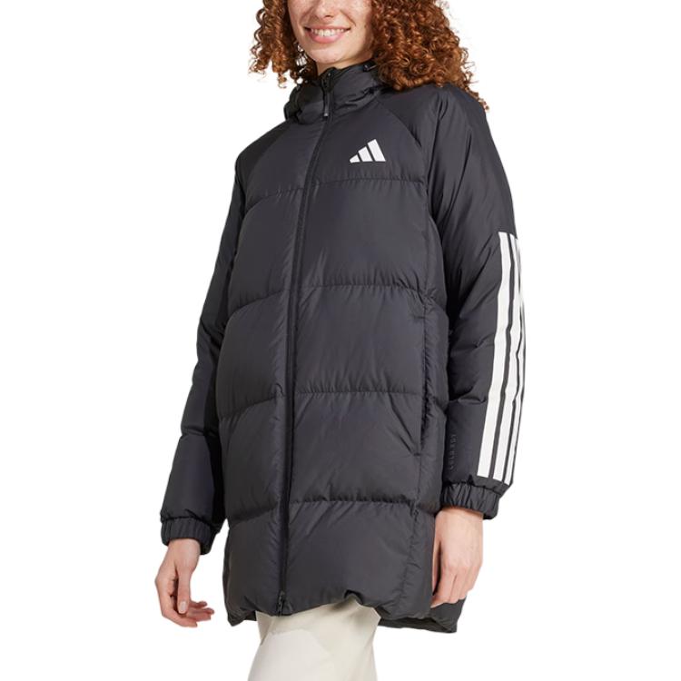 adidas Sports Lifestyle Series Hooded Warm Zipper Long Sleeve Down Jacket Women Jacket Black JG3855