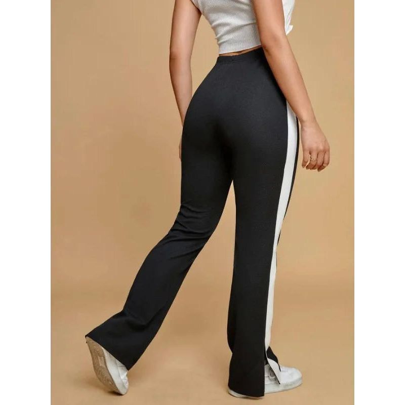 High-waisted, Slim-Fit, Wide-Leg Pants High Waist Slim-Fit Contrast Colors Wide-Leg Pants