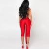 Fall European American Style Solid Color Sexy Sleeveless Halter Backless Tight Jumpsuit