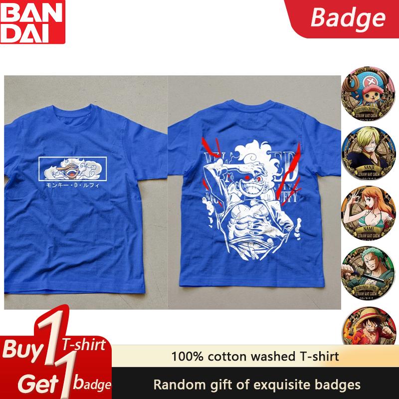 2025 ONE PIECE Japanischer Stil Animation Druck Locker Retro Schwere Baumwolle Paar Mode Rundhals Kurzarm T-Shirt