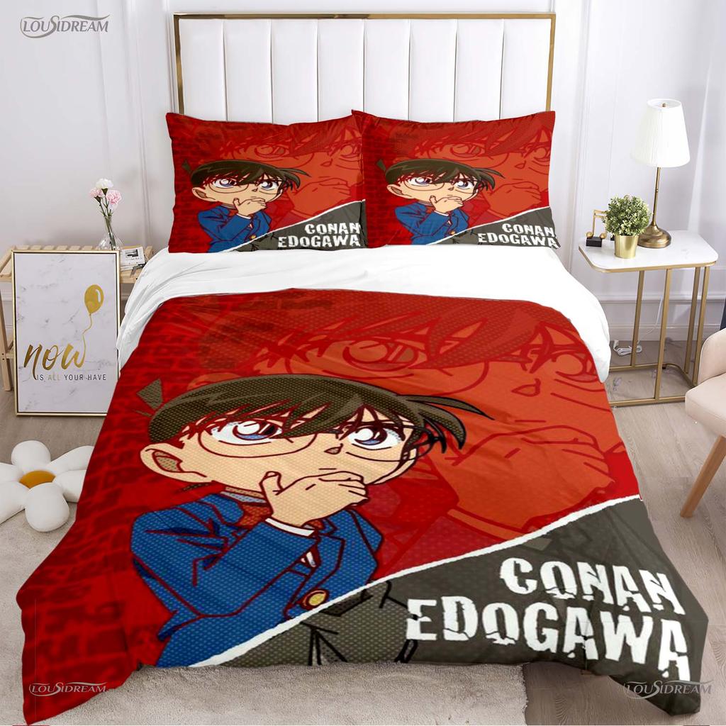 Detect Conan carton anime All Season Duvet Cover Comforter Bedding Set Soft Quilt Cover and Pillowcases Single/Double/Queen/King