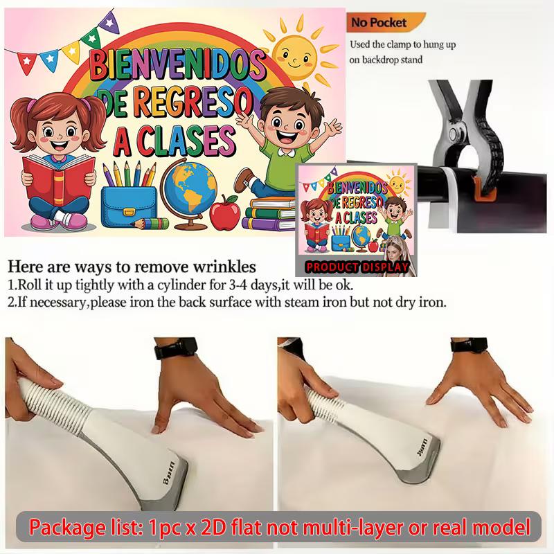 Bienvenidos De Regreso A Clases Backdrop, Spanish Back to School Kids Banner