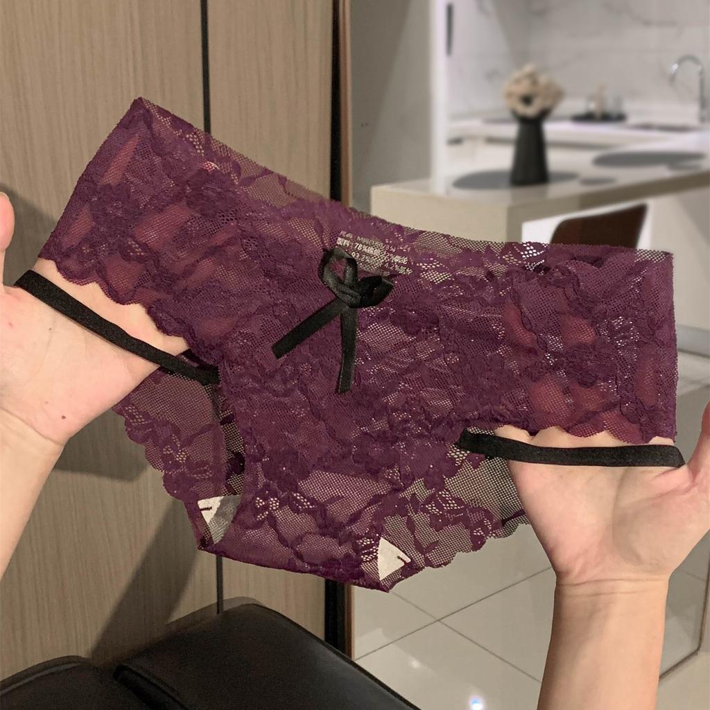 Lady Summer Sexy Lace Hot Transparent No Trace in The Waist Triangle Briefs