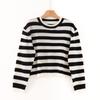 Crew Neck Striped 0 Pure Wool Knitted Sweater Autumn New Lazy Wind Pullover Jacket