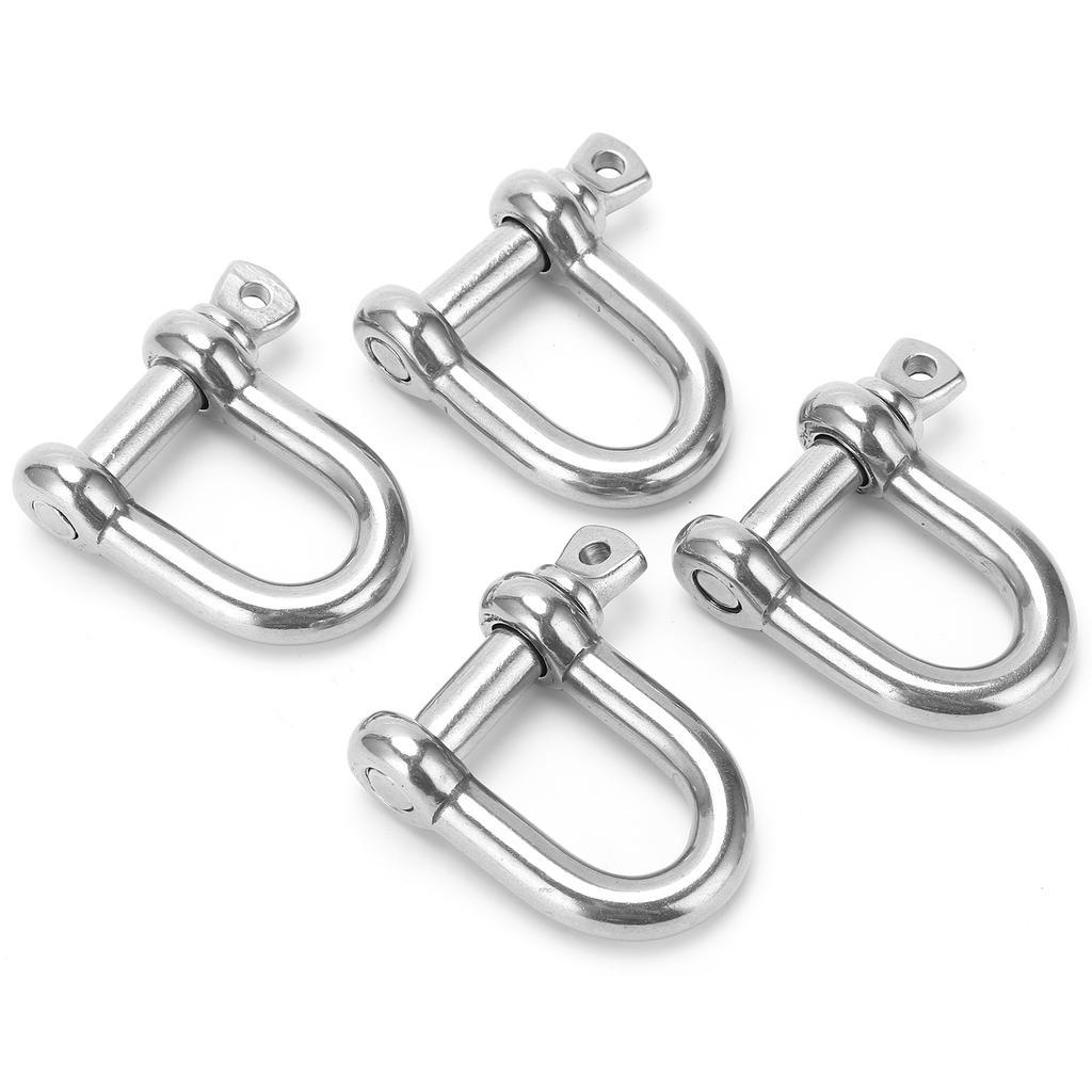 4Pcs M10 Straight D Shackle Stainless Steel D Type Short Breaking D Rigging Shackle Hooks