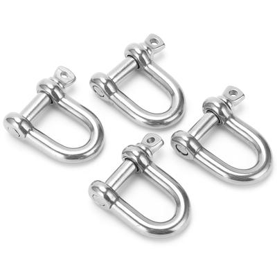 4Pcs M10 Straight D Shackle Stainless Steel D Type Short Breaking D Rigging Shackle Hooks