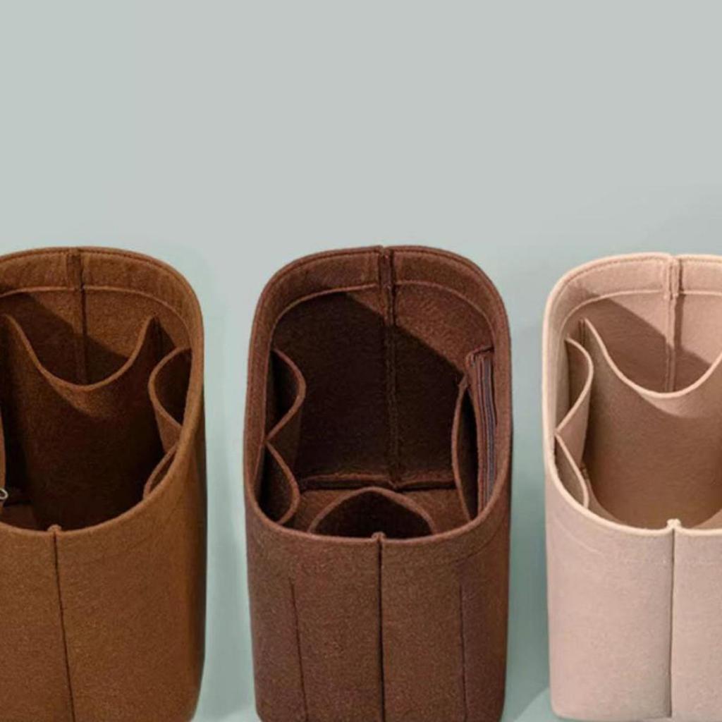 Women Portable Bucket Shopper Storage Bag Felt Insert Organizer Makeup Handbag Travel Inner Purse Cosmetic Bag Liner