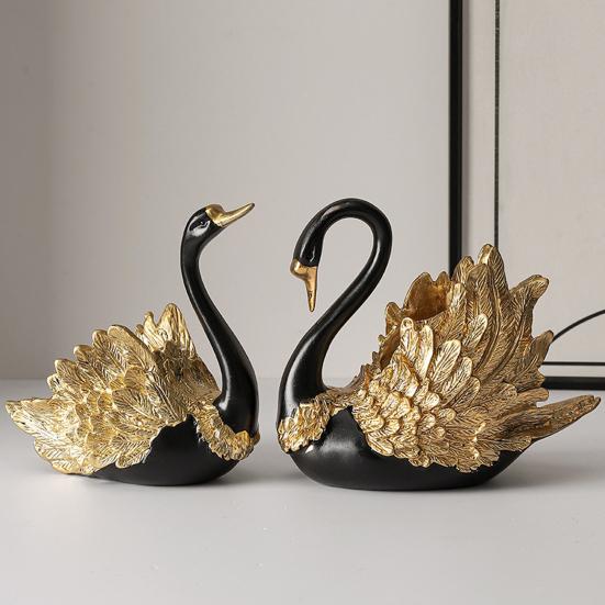 2Pcs Swan Wine Bottle Holder, Countertop Wine Display Stand, Swan Statue Wine Bottle Stand for Kitchen Bar, Wine Rack Decoration for Women Wine Lovers