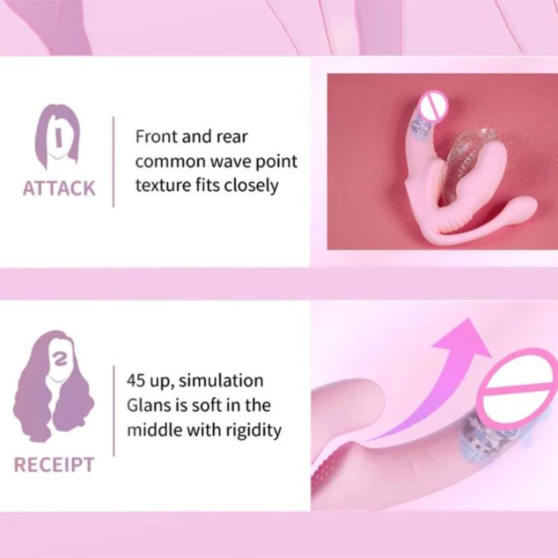 Telescopic Strapless Strap on Dildo Vibrator Anal Plug Massager Lesbian 3 in 1 Vibrator G-Spot Vaginal Stimulate Clitoris Sex Toys for Couple Lesbian