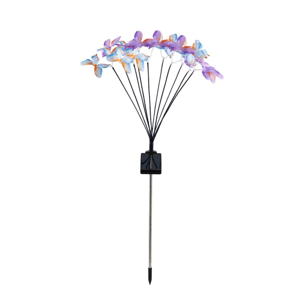 Solar Butterfly Flower Garden Light LED Outdoor Yard Lawn Decorative Lamp with Multiple Butterfly Design and Flexible Stems for Landscape Lighting