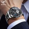 JINSHIDUN Wielofunkcyjny zegarek męski. Trend męski z podwójnym kalendarzem. Ceramiczny wodoodporny automatyczny zegarek mechaniczny