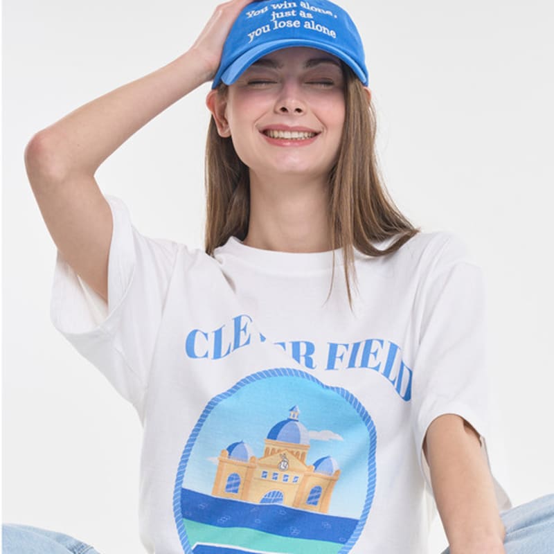 CLEVER FIELD Peach alone ball cap_BLUE