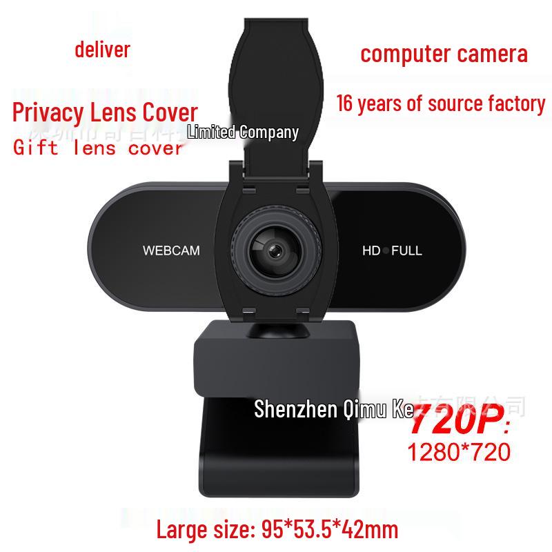 In-Stock 720P HD Webcam for Online Classes with Microphone & Lens Cover
