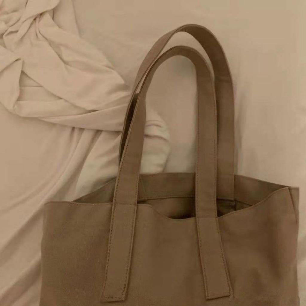 Canvas Tragetasche Schlichte Studentenumhängetasche mit hoher Kapazität mit versteckter Tasche für Frauen 3FTER