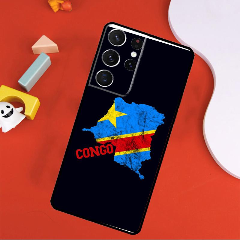 Democratic Republic of Congo Flag Phone Case For Samsung Galaxy S23 S22 S21 Ultra S20 FE Note 20 10 S8 S9 S10 Plus S10e Cover