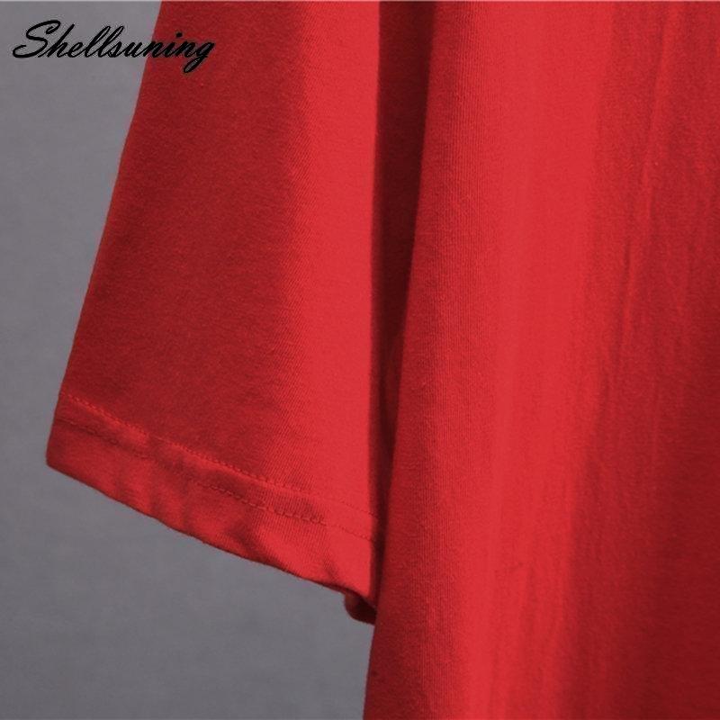Shellsuning Oversized Casual O-neck Printed T-shirt dla kobiet 2023 Lato Proste All-match Dziewczyny Koszulki 100% Bawełna Miękki Top Podstawowe Harajuku Pary Topy