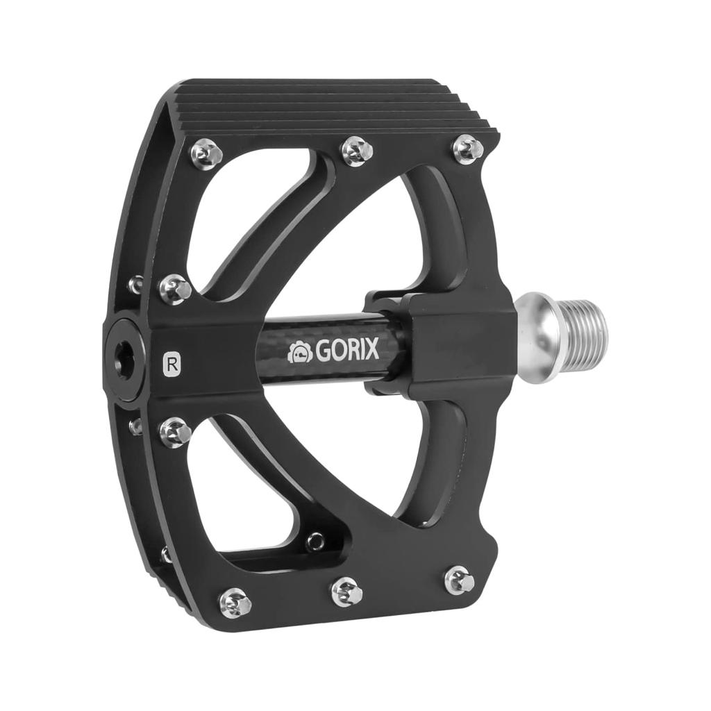 GORIX Bicycle Pedal Flat Pedal Aluminum Lightweight Carbon Fiber Center Tube Axis Cover Wide Thin Stylish Pin Road Bike Cross Bike Pedal Replacement