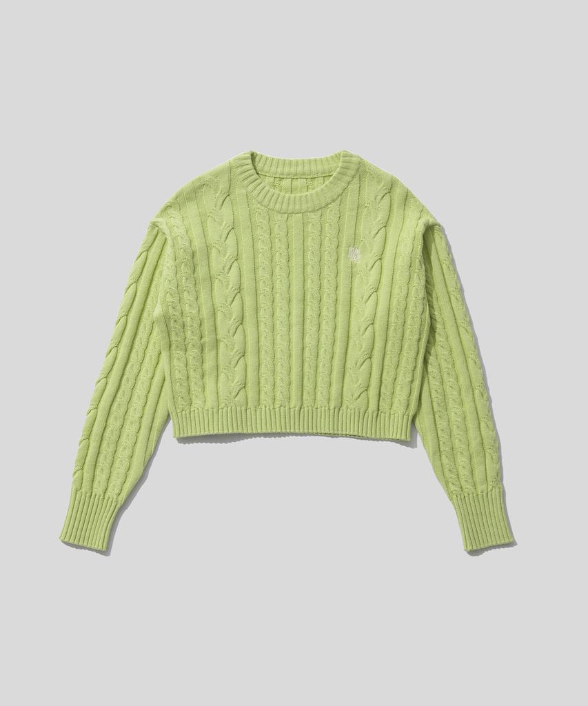 PLAC WOMEN Cable Crop Knit Light Green