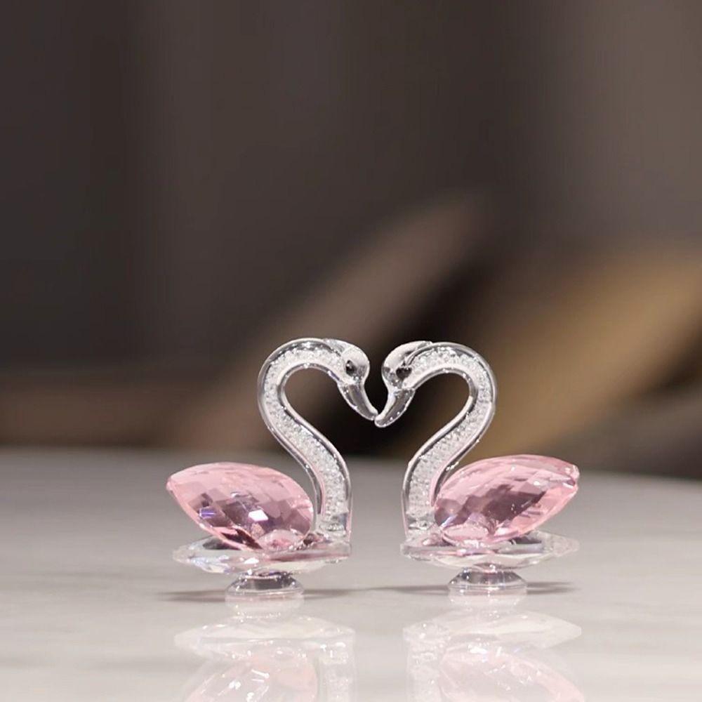 1/2Pcs Exquisite Crystal Swan Figurine Creative Crystal Desktop Ornaments Swan Statue  Living Room