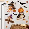 PVC Wall Stickers for Classroom Cartoon Halloween Sticker, Self Adhesive Removable Decal, Wizard Autumn Theme Decor Birds Scarecrows Jack-o-lanterns