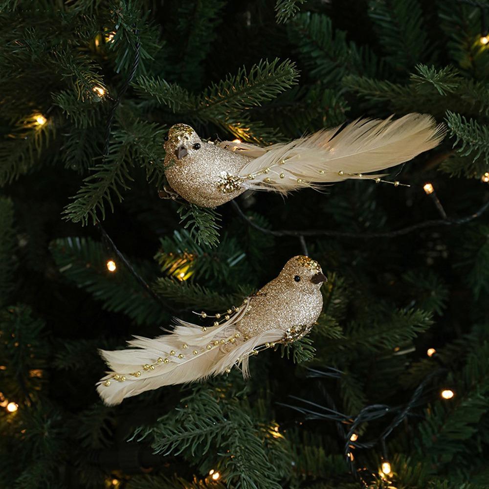 Realistic Simulated White Bird Pendant Artificial Christmas Tree Decoration  Holiday Festival Decor