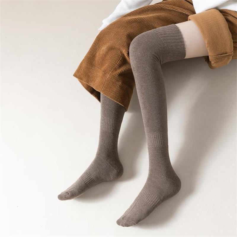 Women's Over-the-Knee Terry Socks - Thickened Warmth, Autumn/Winter, Japanese JK Style, Calf-Length.