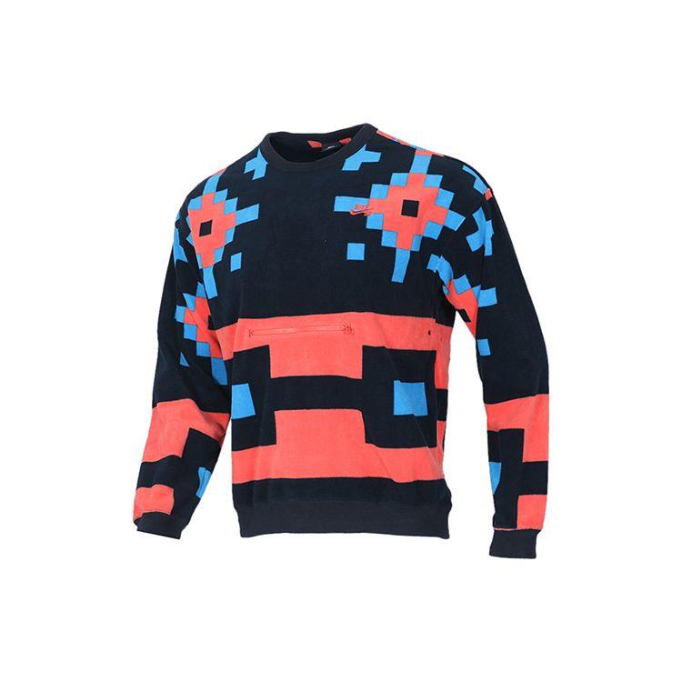 Nike SB Icon Fleece Crew Sweatshirt Black Bright Crimson Photo Blue For Men BV0878-475 XS
