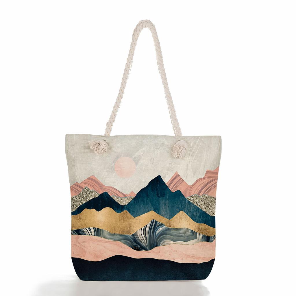 Landscape Painting Print Thick Rope Single-shoulder Beach Bag 7244 KTB