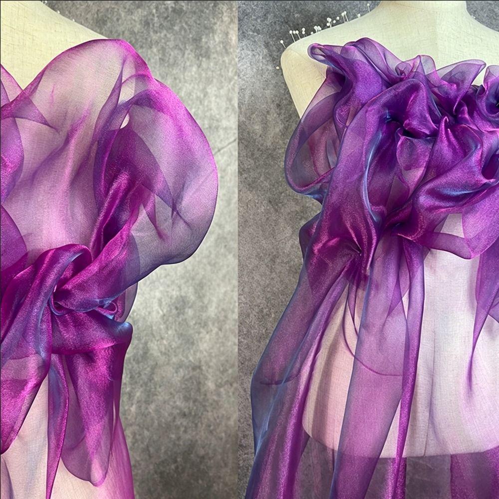 150X100cm Organza Fabric Two-color Gradient Soft Yarn Laser Fabric Blue Green Gradient Color Two-tone Fabric Party Decoration